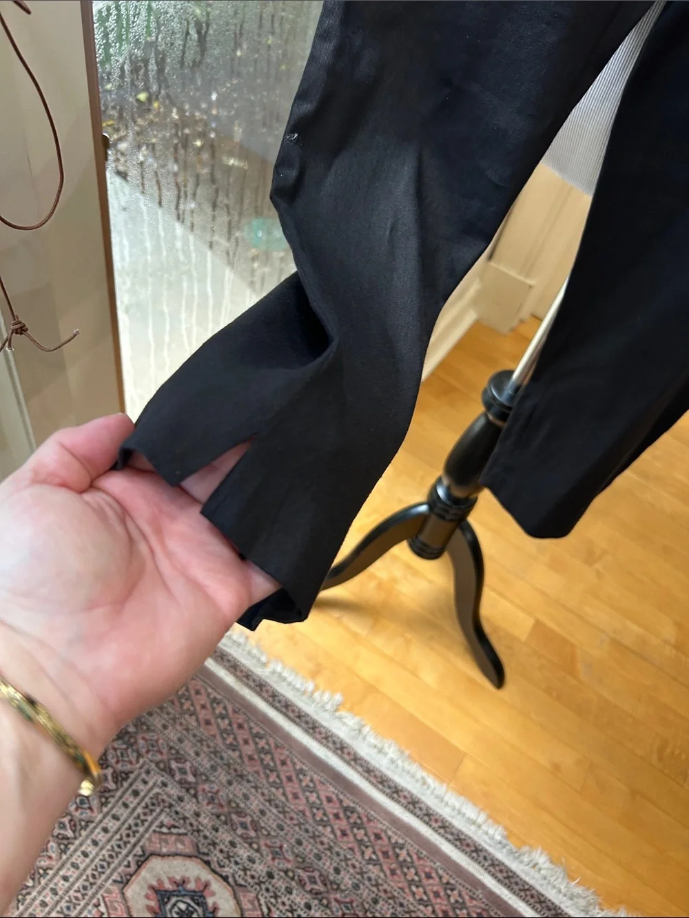 Zara Black Tie-Waist Cropped Pants